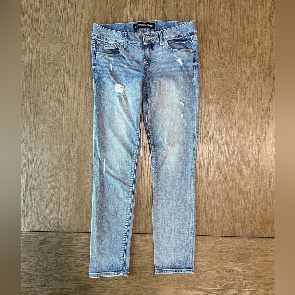 Express Jeans Ankle Skinny Stella Low Rise Size 2 Light Medium Wash